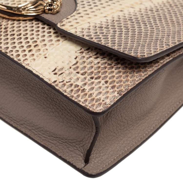 Pre Owned Roberto Cavalli Brown/Beige Snakeskin Crossbody Bag