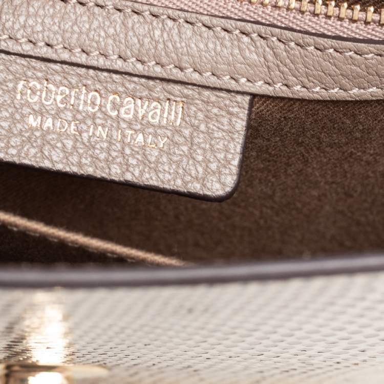 Pre Owned Roberto Cavalli Brown/Beige Snakeskin Crossbody Bag