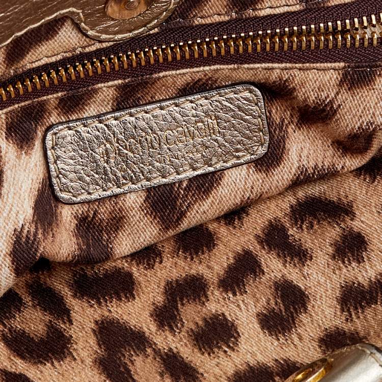 Pre Owned Roberto Cavalli Metallic Gold Leather Tote