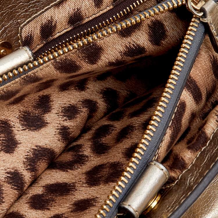 Pre Owned Roberto Cavalli Metallic Gold Leather Tote