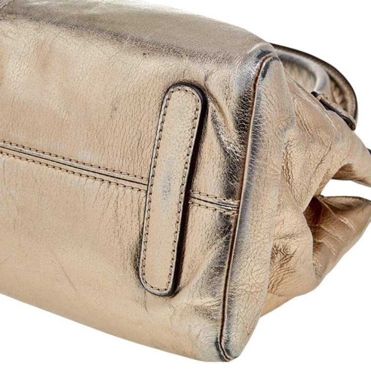 Pre Owned Roberto Cavalli Metallic Gold Leather Tote