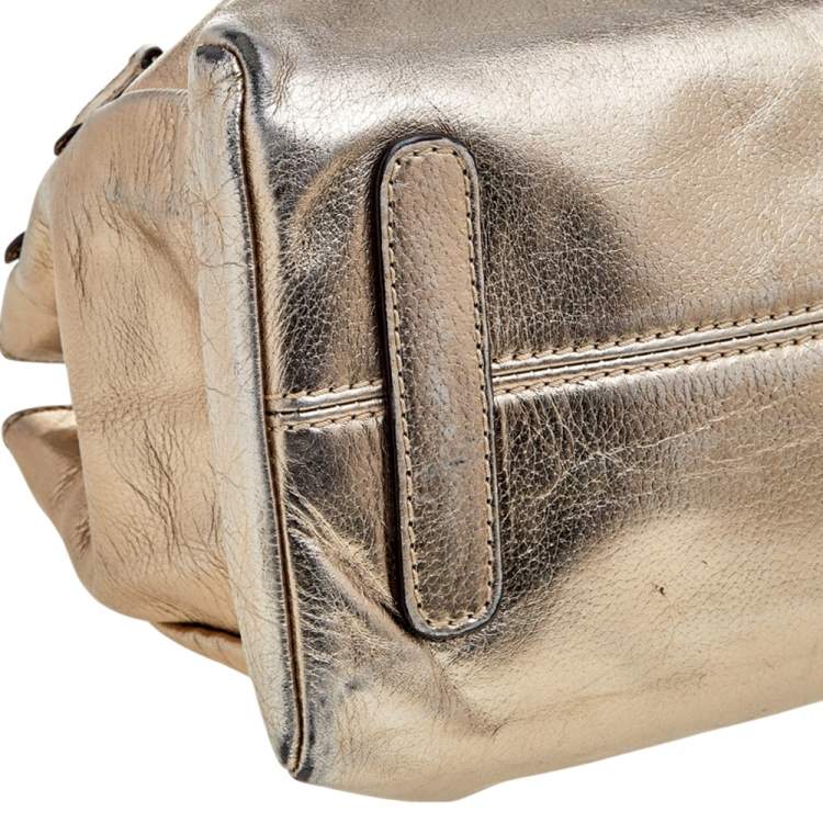 Pre Owned Roberto Cavalli Metallic Gold Leather Tote