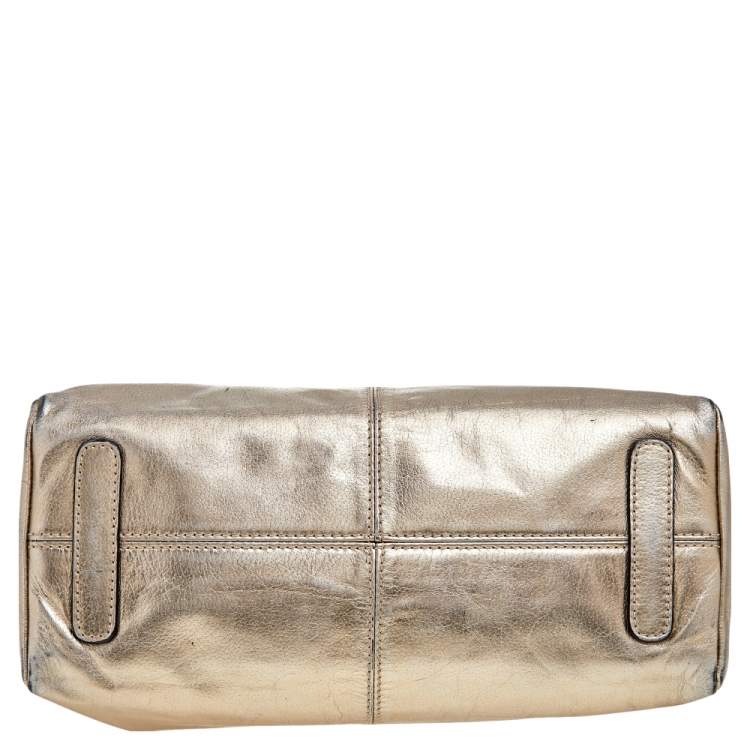 Pre Owned Roberto Cavalli Metallic Gold Leather Tote