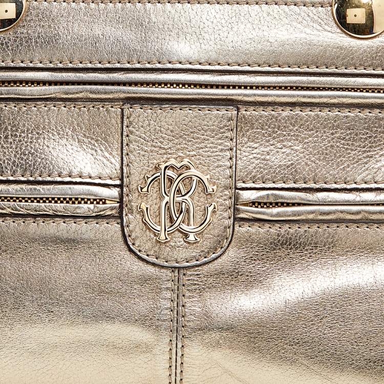 Pre Owned Roberto Cavalli Metallic Gold Leather Tote