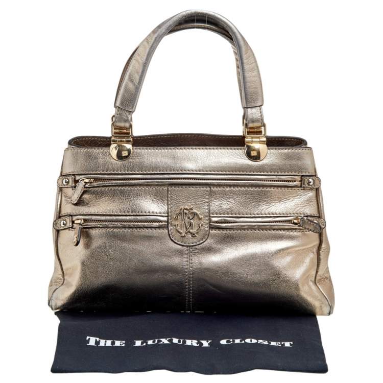 Pre Owned Roberto Cavalli Metallic Gold Leather Tote
