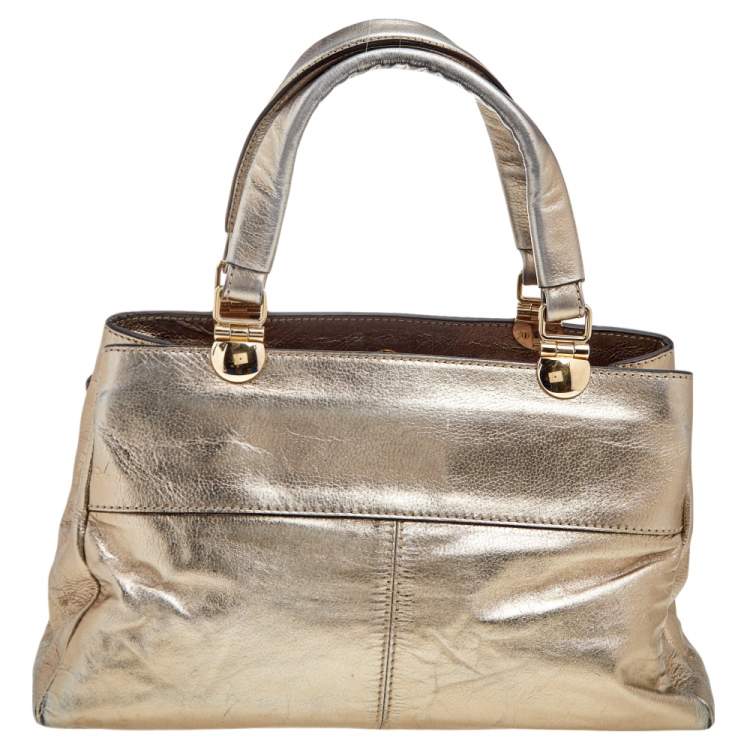 Pre Owned Roberto Cavalli Metallic Gold Leather Tote