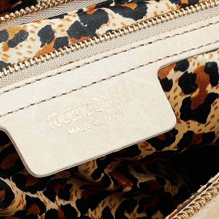 Pre Owned Roberto Cavalli Beige Leather Multiple Pocket Top Handle Bag