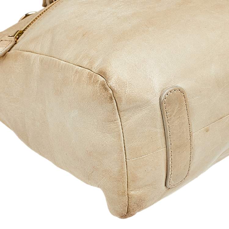 Pre Owned Roberto Cavalli Beige Leather Multiple Pocket Top Handle Bag