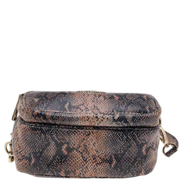 Pre Owned Roberto Cavalli Black/Brown Python Embossed Leather Shoulder Bag
