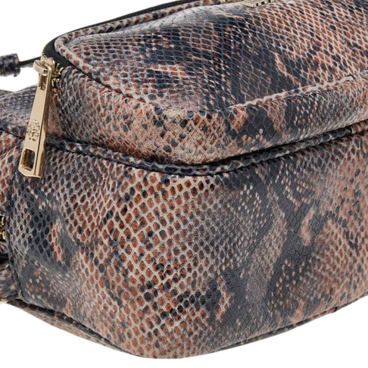 Pre Owned Roberto Cavalli Black/Brown Python Embossed Leather Shoulder Bag