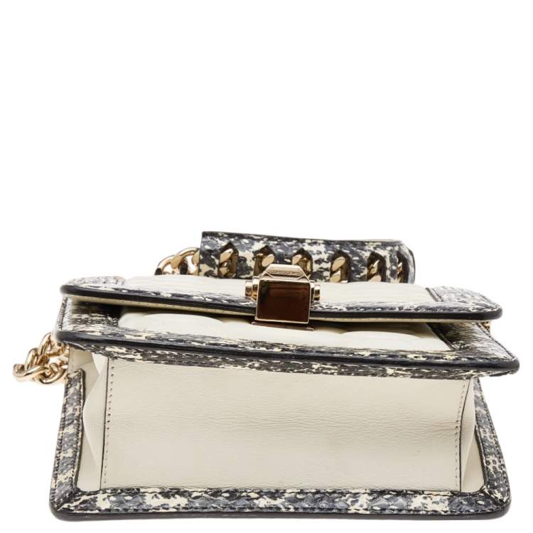 Pre Owned Roberto Cavalli Cream Python and Leather Hera Crossbody Bag