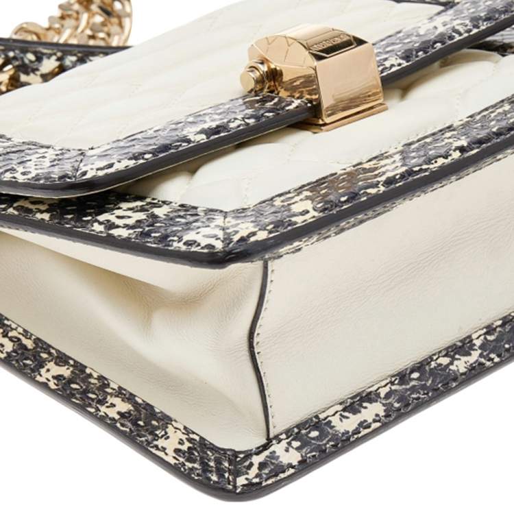 Pre Owned Roberto Cavalli Cream Python and Leather Hera Crossbody Bag