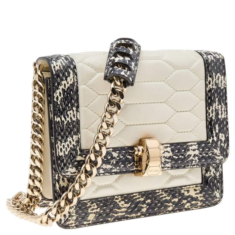 Pre Owned Roberto Cavalli Cream Python and Leather Hera Crossbody Bag