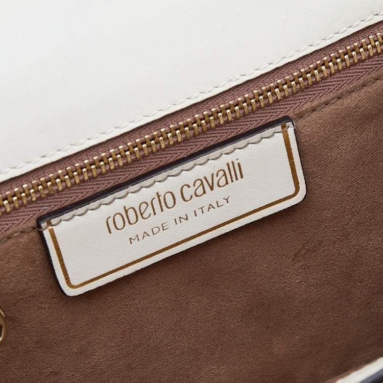 Pre Owned Roberto Cavalli Cream Python and Leather Hera Crossbody Bag