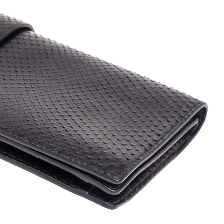 Pre Owned Roberto Cavalli Black Python Padlock Embellished Clutch