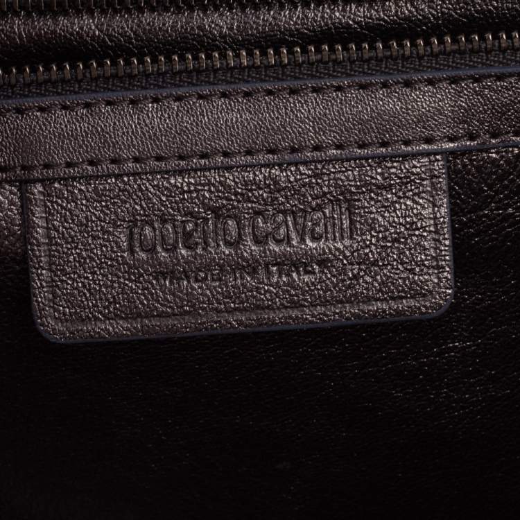 Pre Owned Roberto Cavalli Green Satin Bee Embellished Clutch 