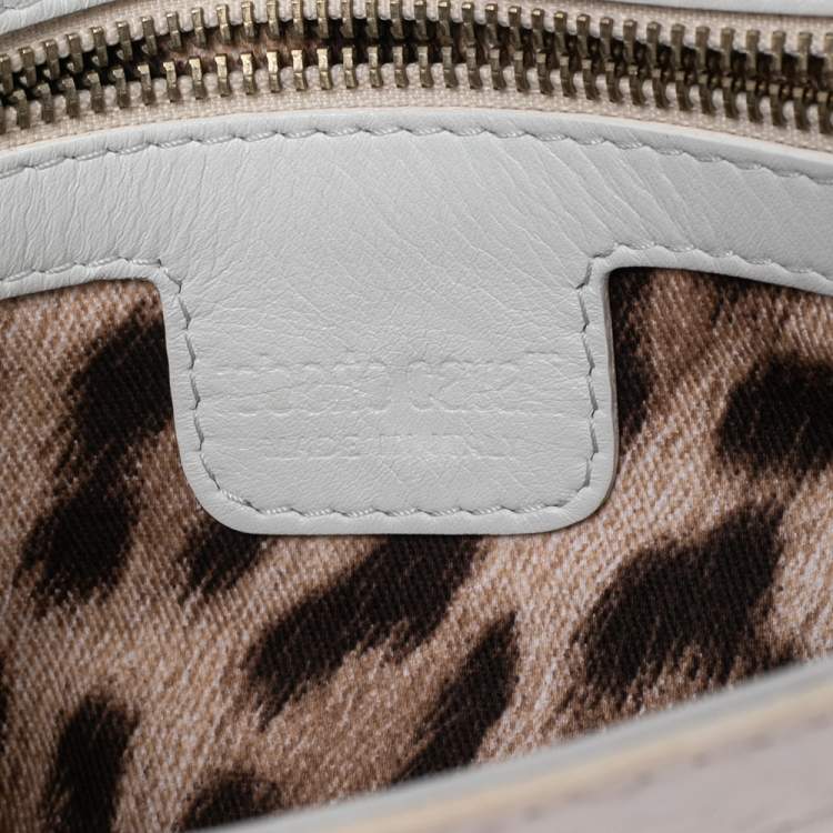 Pre Owned Roberto Cavalli White Python Logo Clutch