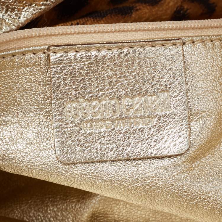 Pre Owned Roberto Cavalli Gold Python Hobo