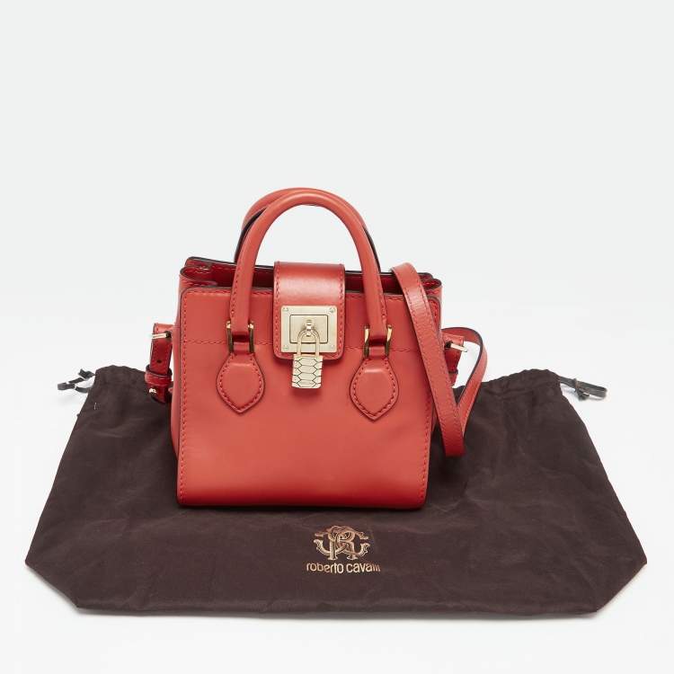 Pre Owned Roberto Cavalli Orange Leather Florence Tote