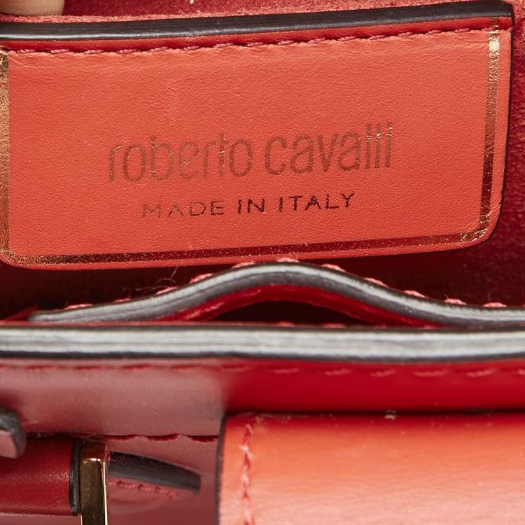 Pre Owned Roberto Cavalli Orange Leather Florence Tote