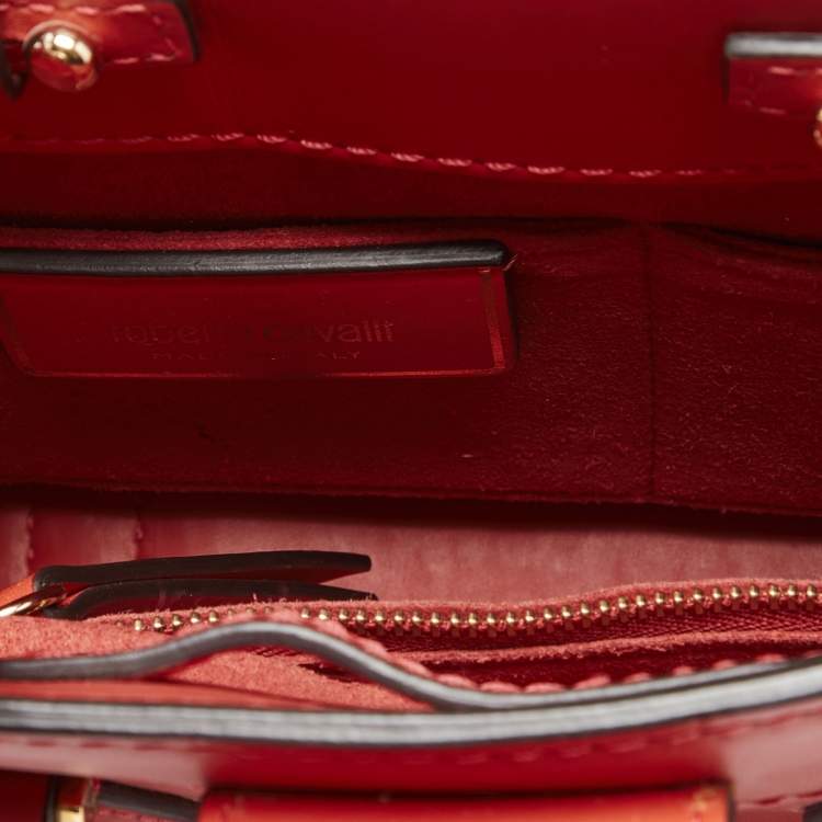 Pre Owned Roberto Cavalli Orange Leather Florence Tote