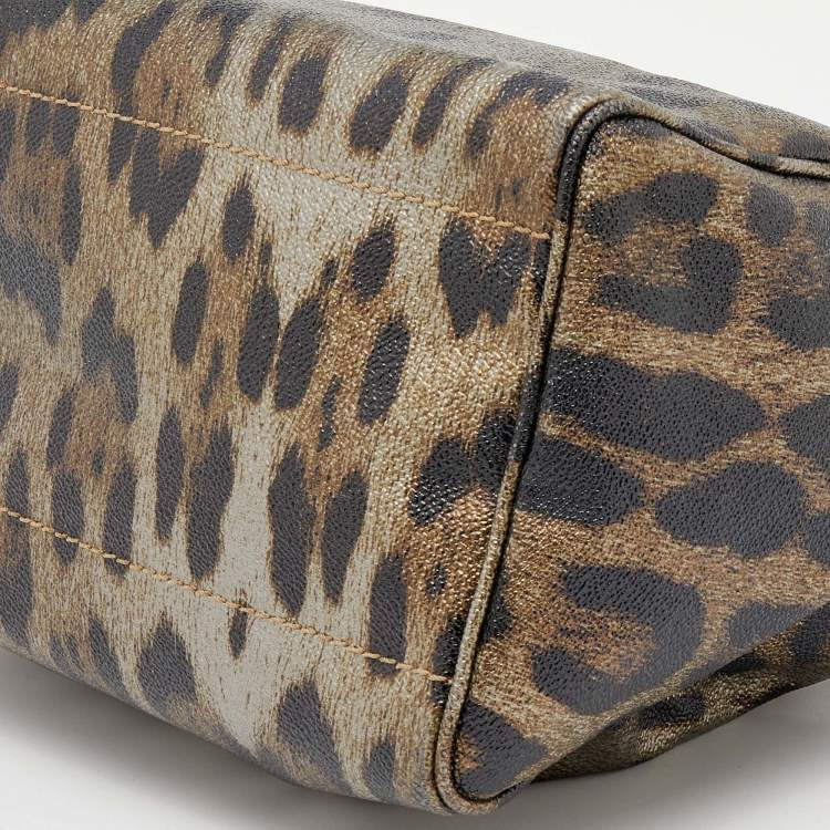 Pre Owned Roberto Cavalli Brown Leopard Print Coated Canvas and Leather Satchel