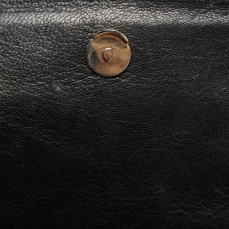 Pre Owned Roberto Cavalli Black Leather Zip Detail Chain Shoulder Bag