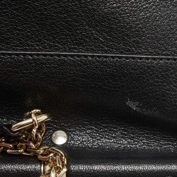 Pre Owned Roberto Cavalli Black Leather Zip Detail Chain Shoulder Bag