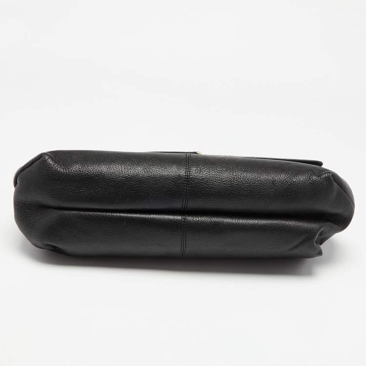 Pre Owned Roberto Cavalli Black Leather Zip Detail Chain Shoulder Bag