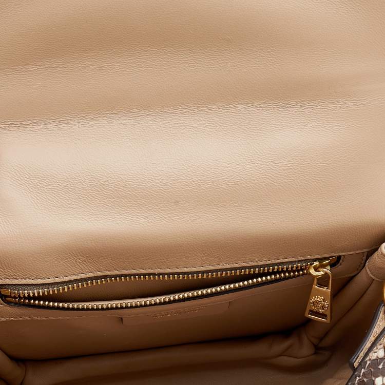Pre Owned Roberto Cavalli Brown/Beige Python Top Handle Bag