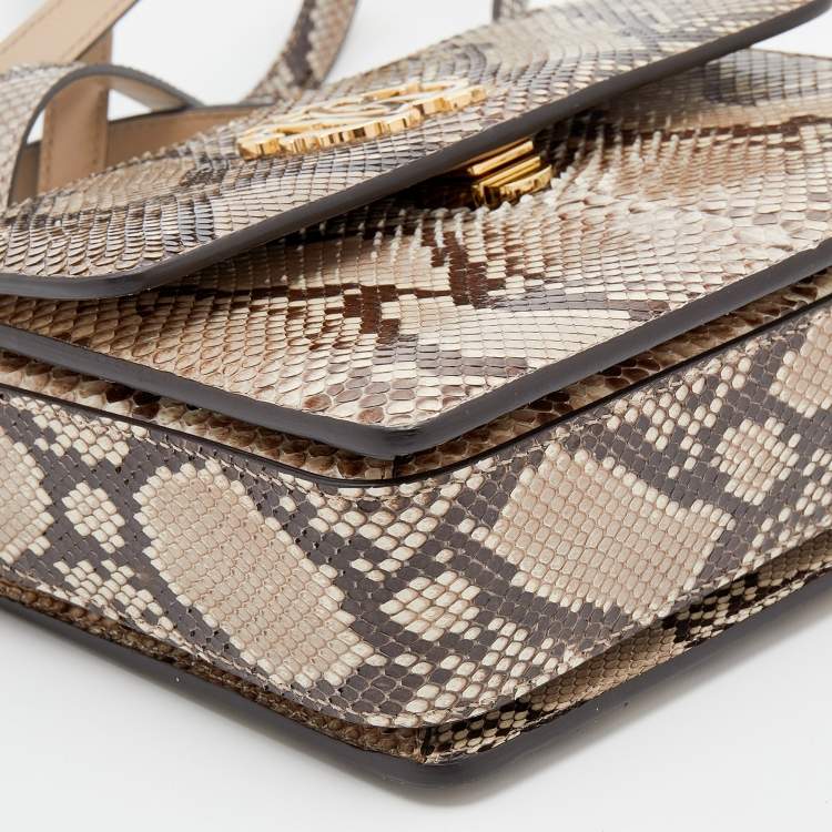 Pre Owned Roberto Cavalli Brown/Beige Python Top Handle Bag