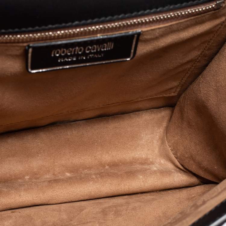 Pre Owned Roberto Cavalli Rust/Black Python and Leather Hera Shoulder Bag