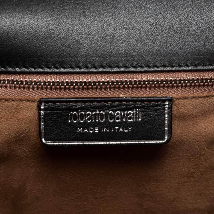 Pre Owned Roberto Cavalli Rust/Black Python and Leather Hera Shoulder Bag