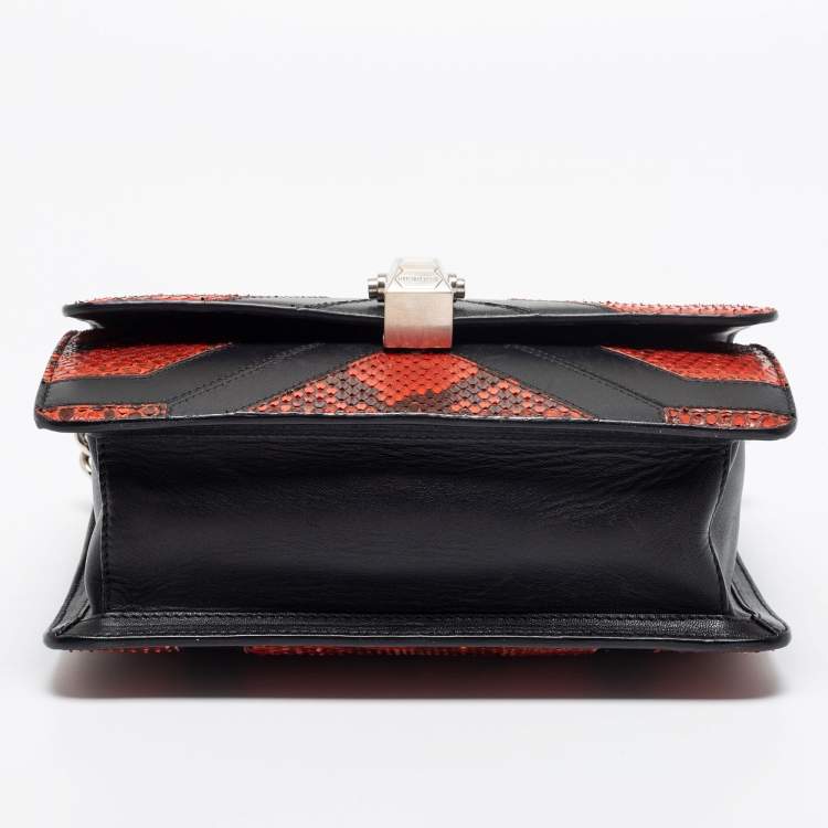 Pre Owned Roberto Cavalli Rust/Black Python and Leather Hera Shoulder Bag