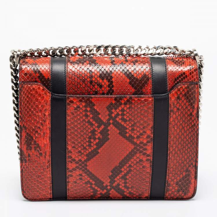 Pre Owned Roberto Cavalli Rust/Black Python and Leather Hera Shoulder Bag