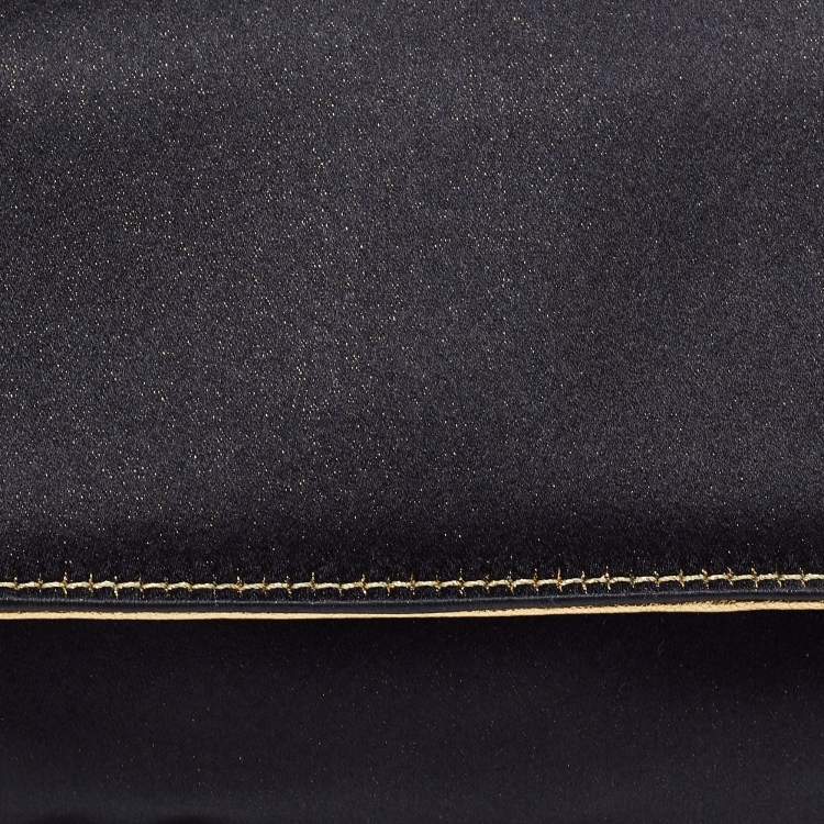 Pre Owned Roberto Cavalli Black Satin Serpent Bracelet Clutch