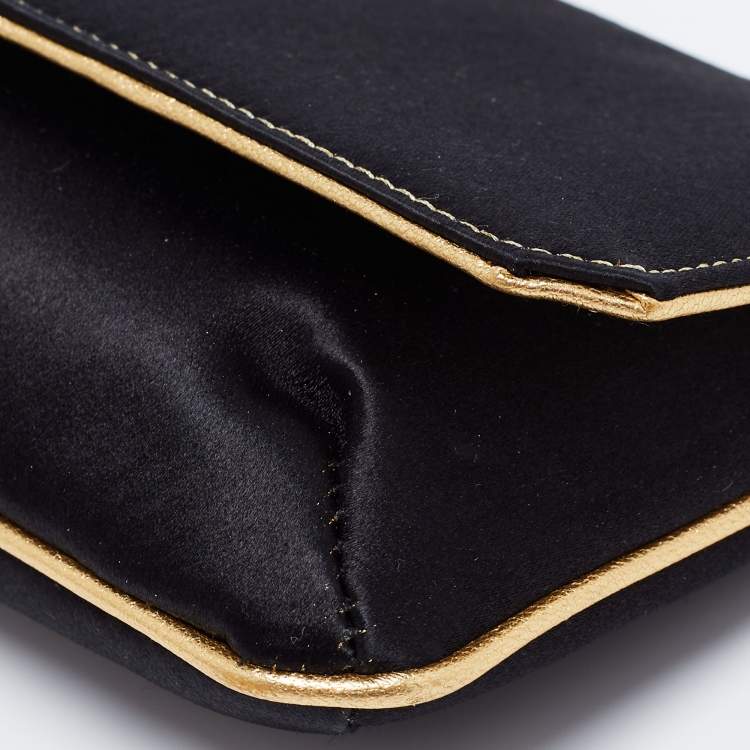 Pre Owned Roberto Cavalli Black Satin Serpent Bracelet Clutch
