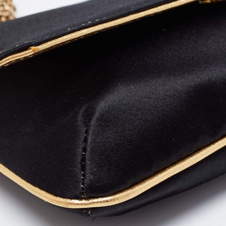 Pre Owned Roberto Cavalli Black Satin Serpent Bracelet Clutch
