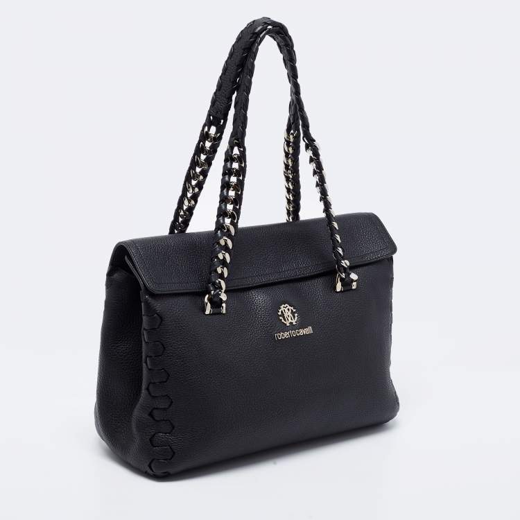 Pre Owned Roberto Cavalli Black Leather Regina Tote