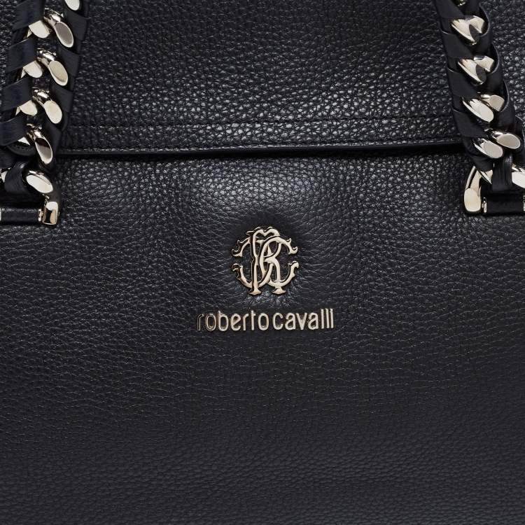 Pre Owned Roberto Cavalli Black Leather Regina Tote