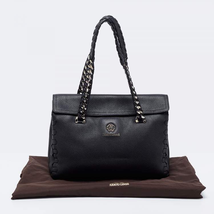 Pre Owned Roberto Cavalli Black Leather Regina Tote