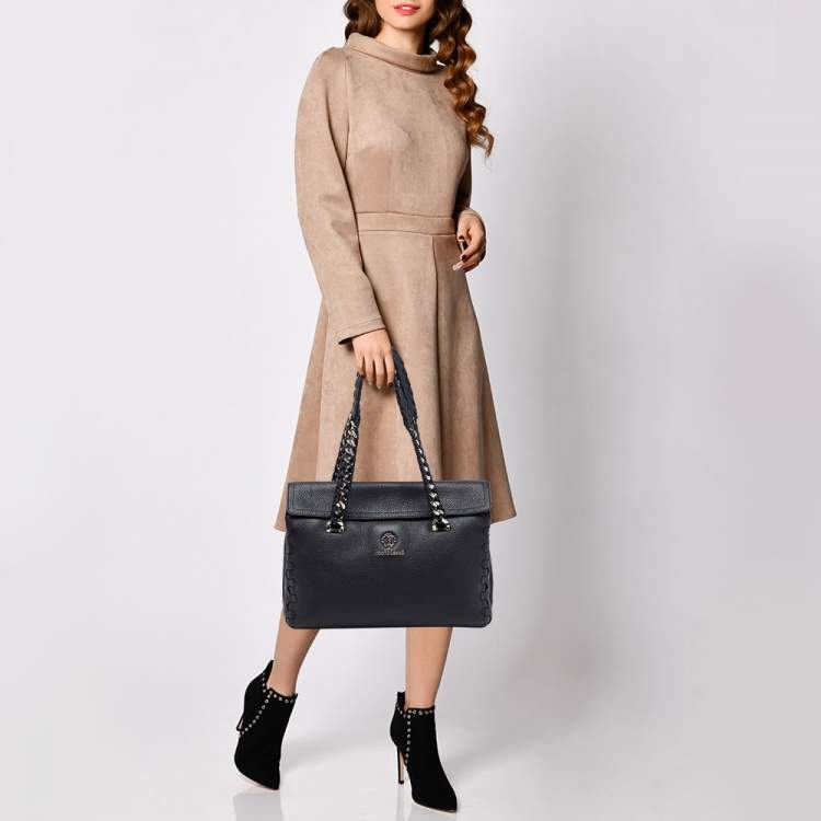 Pre Owned Roberto Cavalli Black Leather Regina Tote