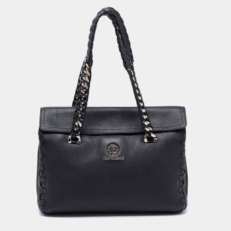 Pre Owned Roberto Cavalli Black Leather Regina Tote