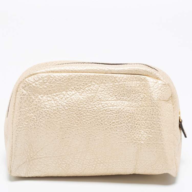 Pre Owned Roberto Cavalli Metallic Leather Pouch