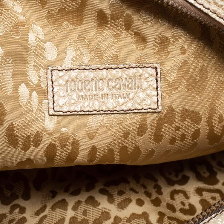 Pre Owned Roberto Cavalli Metallic Leather Pouch