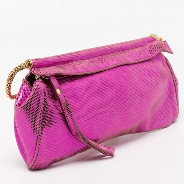 Pre Owned Roberto Cavalli Metallic Pink Frame Clutch