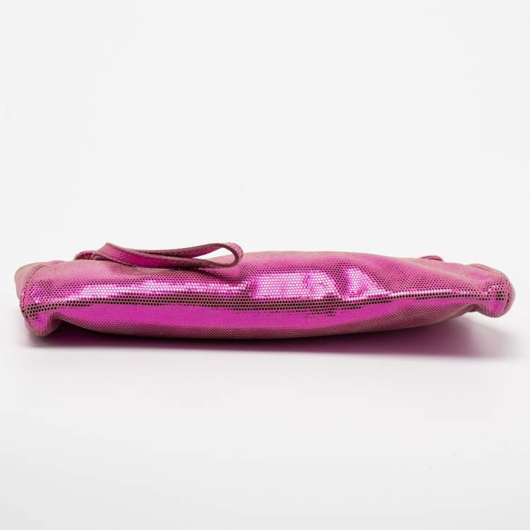 Pre Owned Roberto Cavalli Metallic Pink Frame Clutch