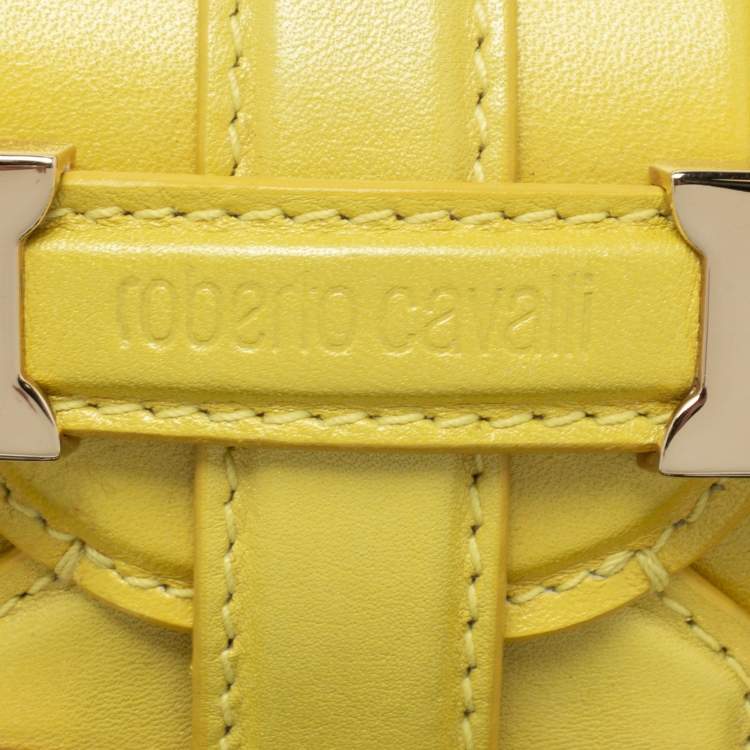 Pre Owned Roberto Cavalli Yellow Leather Flap Clutch
