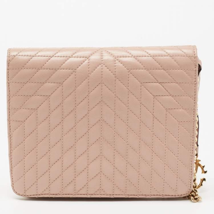 Pre Owned Roberto Cavalli Pink Quilted Leather Flap Shoulder Bag