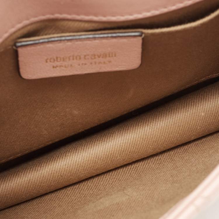 Pre Owned Roberto Cavalli Pink Quilted Leather Flap Shoulder Bag